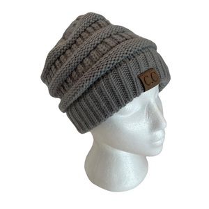 C.C. Knit grey cozy fabric beanie winter hat unisex gender neutral warm gorpcore